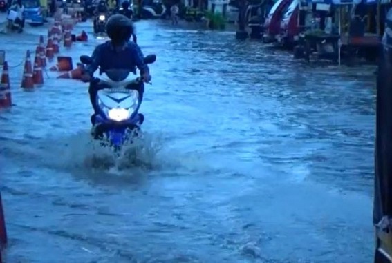 Water logging hits the heart of capital Agartala followed by a little rain